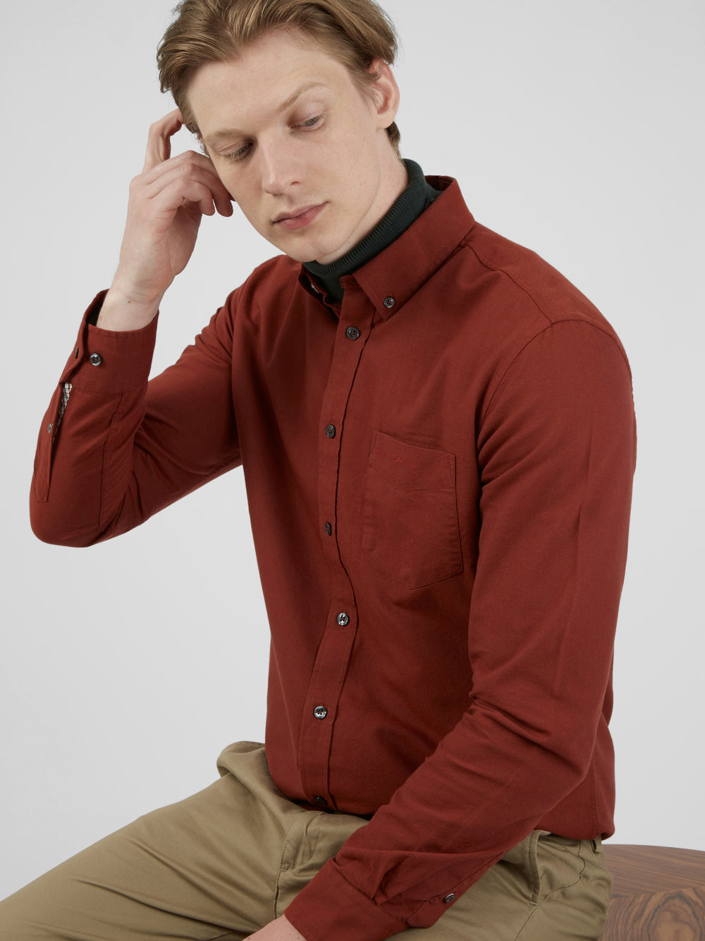 Koszule Ben Sherman Signature Long-Sleeve Oxford Pomarańczowe | 53PYWFRNE