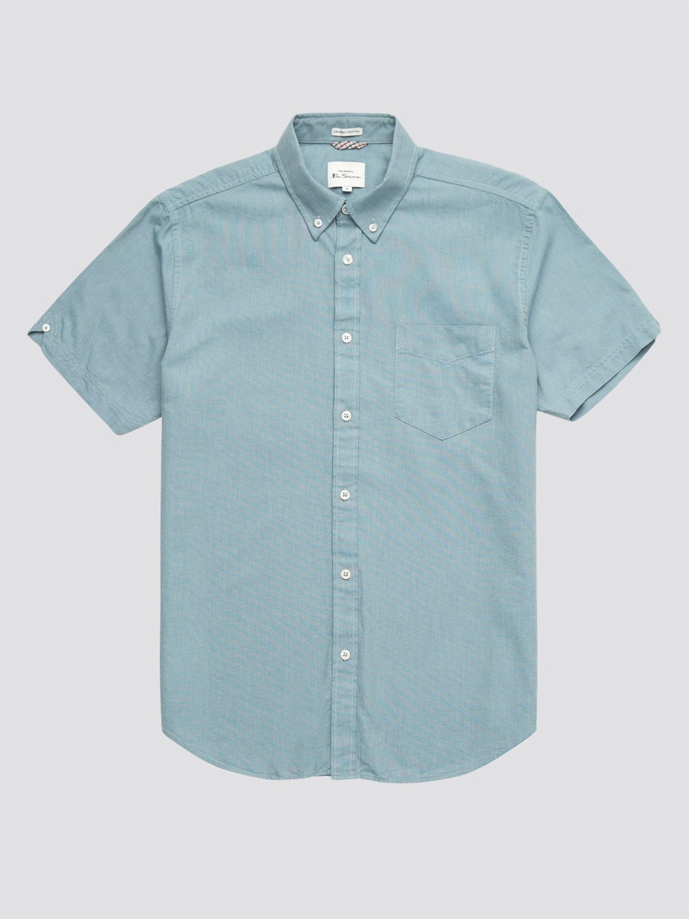 Koszule Ben Sherman Signature Organic Short-Sleeve Oxford Shadow Niebieskie Szare | 09XCOZALW