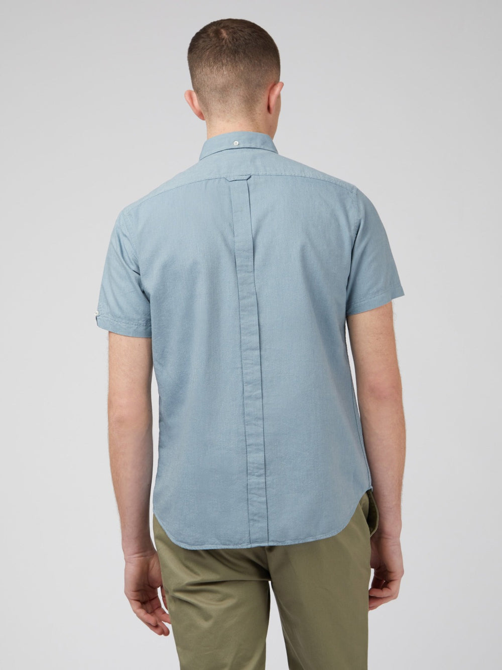 Koszule Ben Sherman Signature Organic Short-Sleeve Oxford Shadow Niebieskie Szare | 09XCOZALW