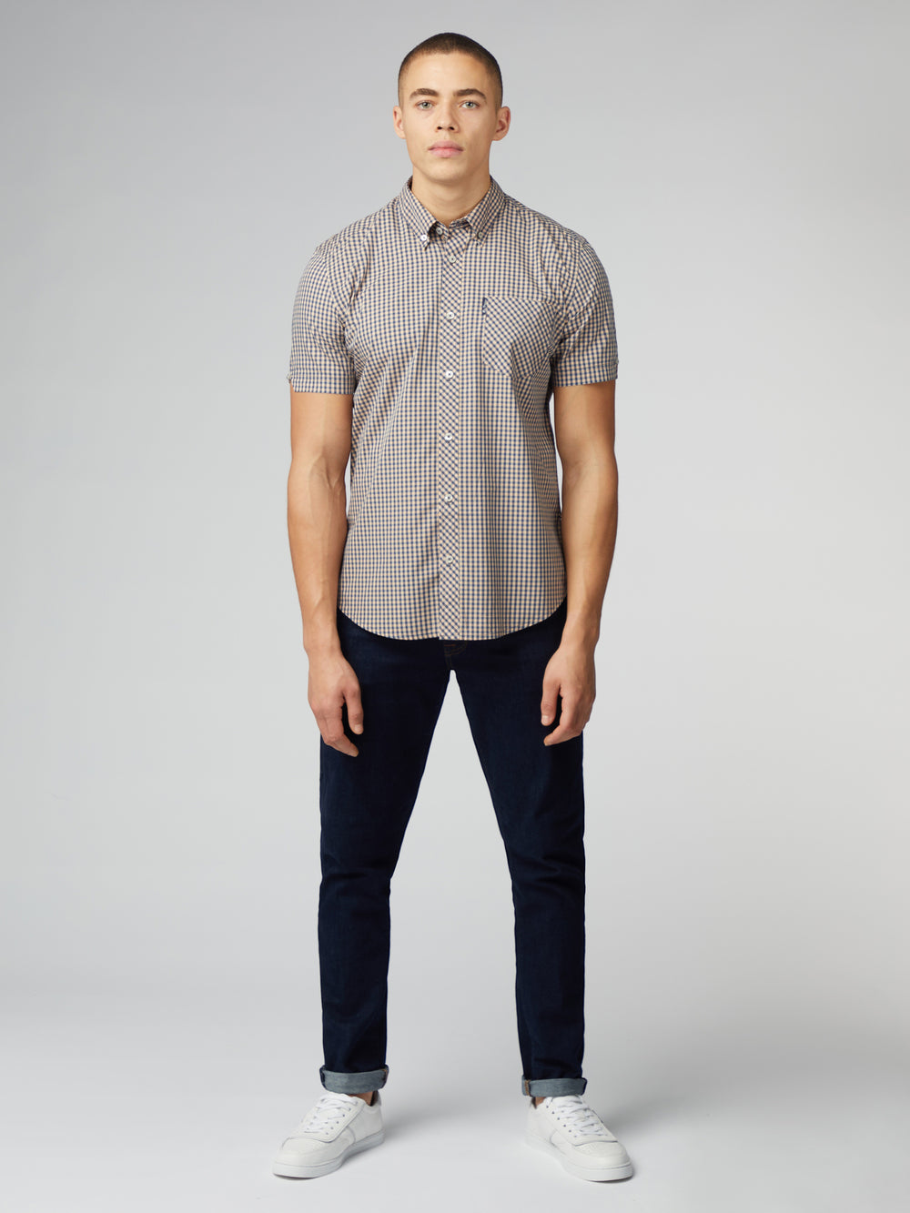 Koszule Ben Sherman Signature Short Sleeve Gingham Miedź Pomarańczowe | 38SPXFEYU