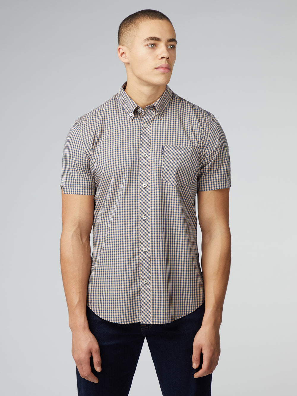 Koszule Ben Sherman Signature Short Sleeve Gingham Miedź Pomarańczowe | 38SPXFEYU