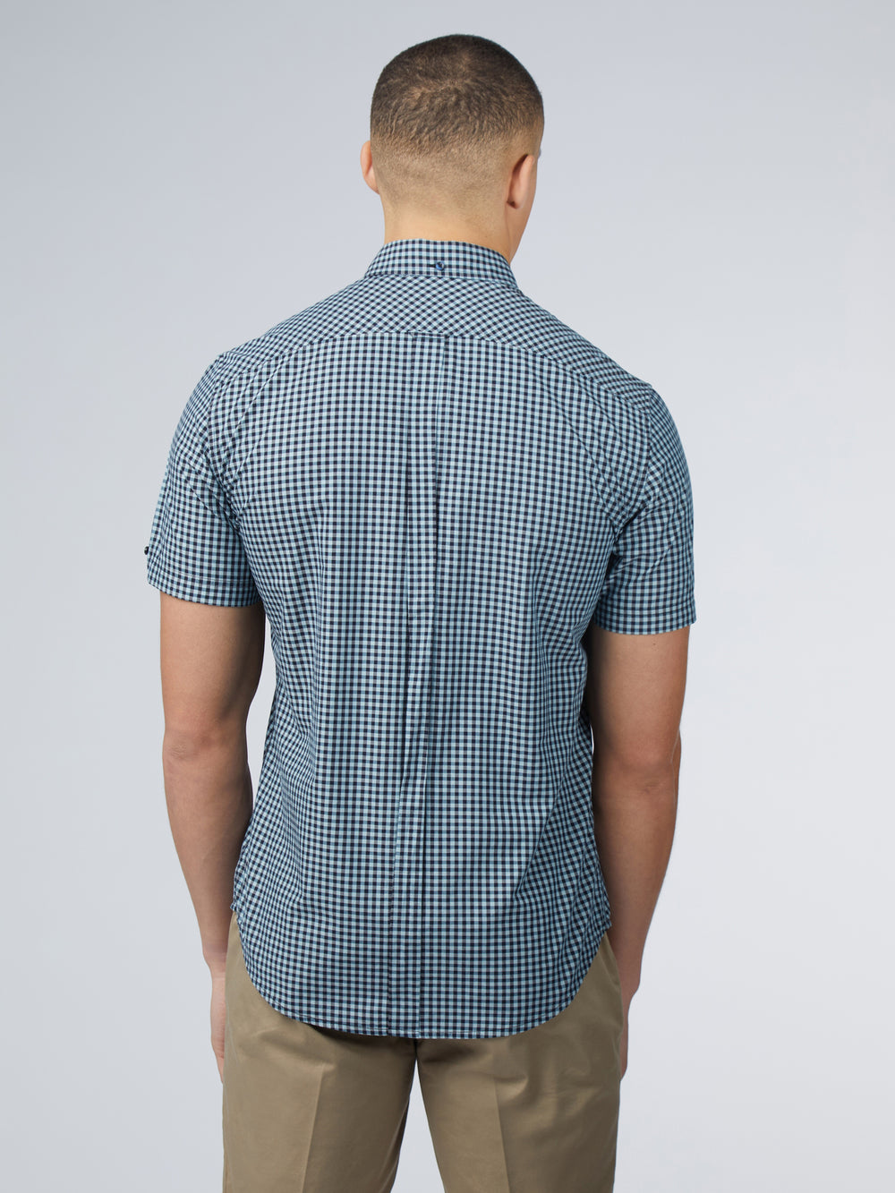 Koszule Ben Sherman Signature Short Sleeve Gingham Niebieskie | 82AUSBZPK