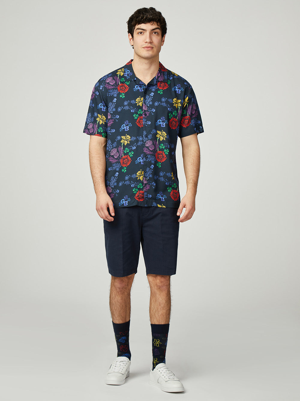 Koszule Ben Sherman Team GB Floral Granatowe | 15MVHXNYR