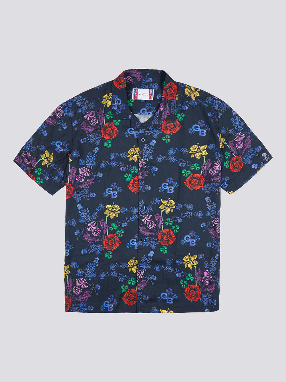 Koszule Ben Sherman Team GB Floral Granatowe | 15MVHXNYR