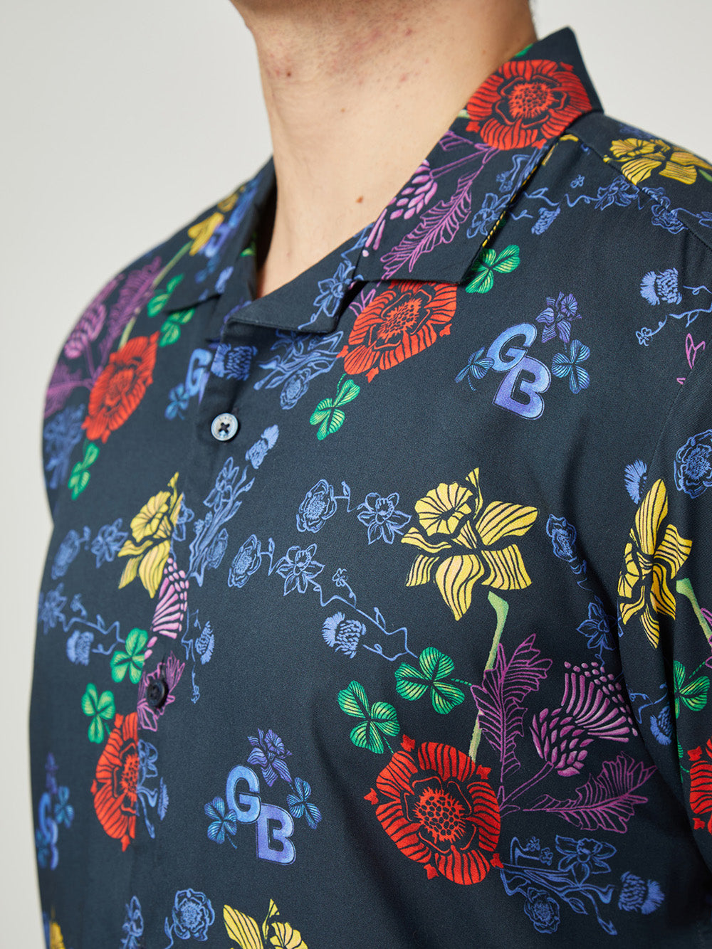 Koszule Ben Sherman Team GB Floral Granatowe | 15MVHXNYR