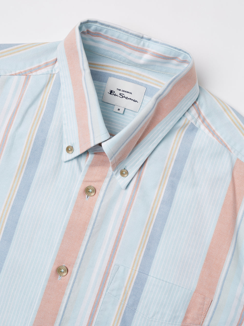 Koszule Ben Sherman The Oxford Ivy Stripe Long-Sleeve Niebieskie | 45PYSTOUC