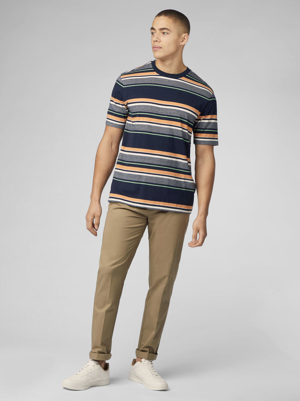 Koszulka Ben Sherman Signature Engineered Stripe Granatowe | 93VRTHQNB