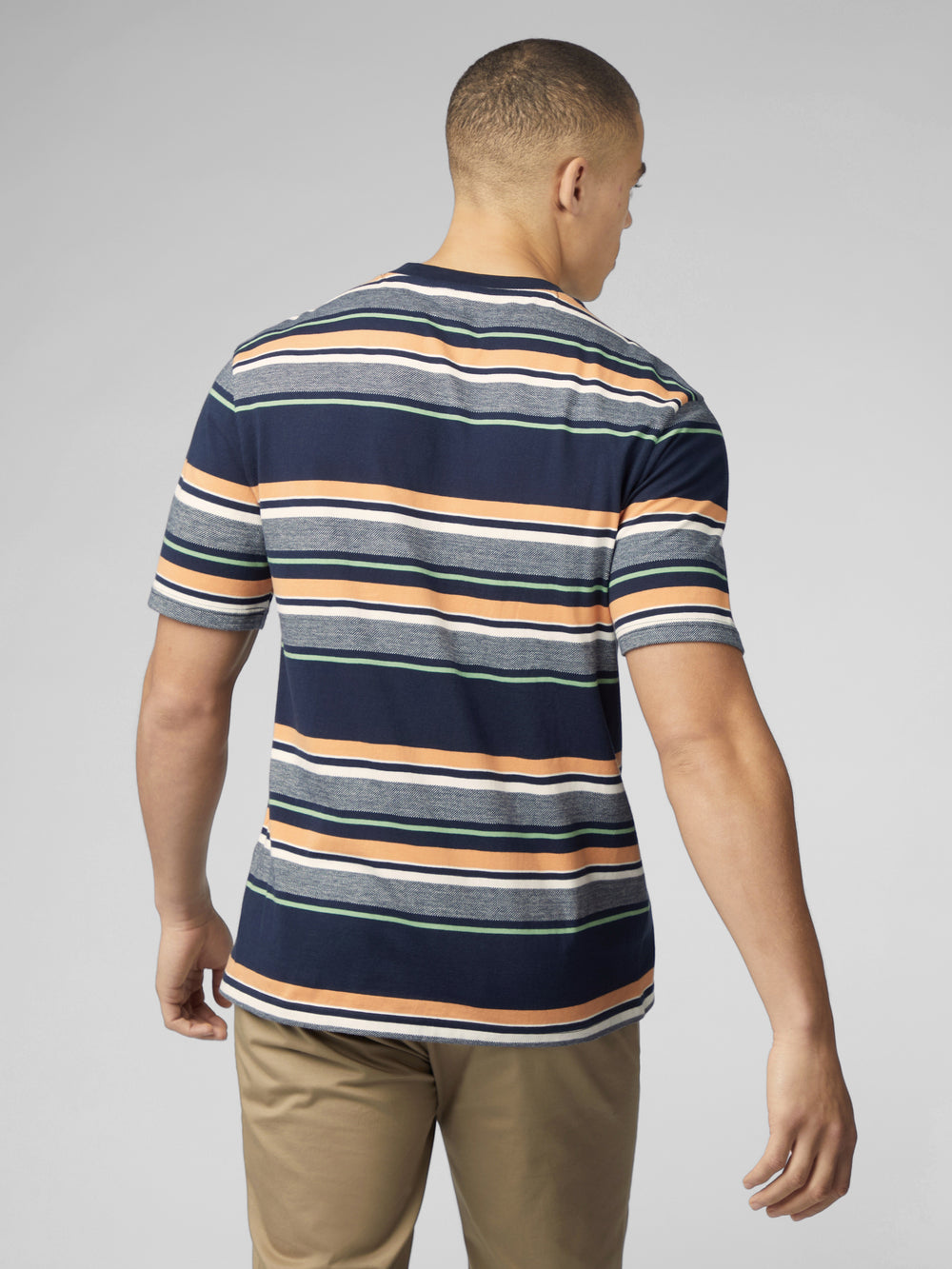 Koszulka Ben Sherman Signature Engineered Stripe Granatowe | 93VRTHQNB