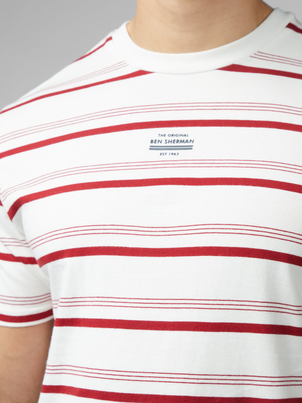 Koszulka Ben Sherman Signature Fine Stripe Białe | 48WYBNTPR