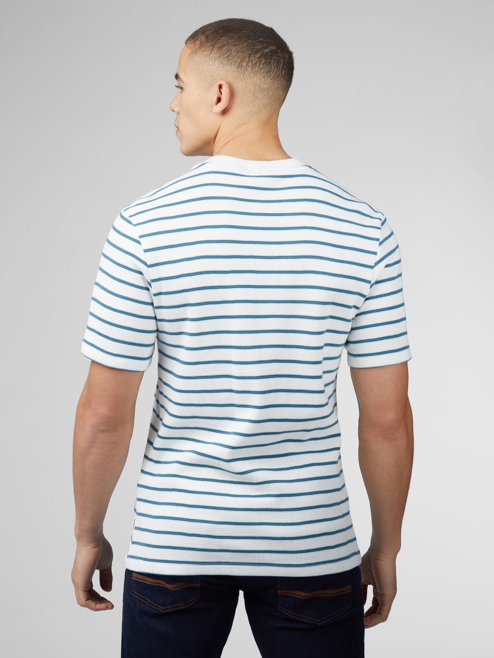 Koszulka Ben Sherman Signature Waffle Stripe Białe | 96FZUJTIL