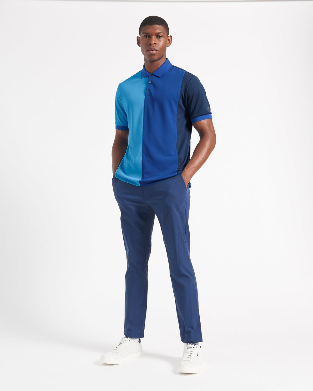 Koszulki Polo Ben Sherman 360 Motion Stretch Colorblock Niebieskie Królewski Niebieski | 18EHQJURZ