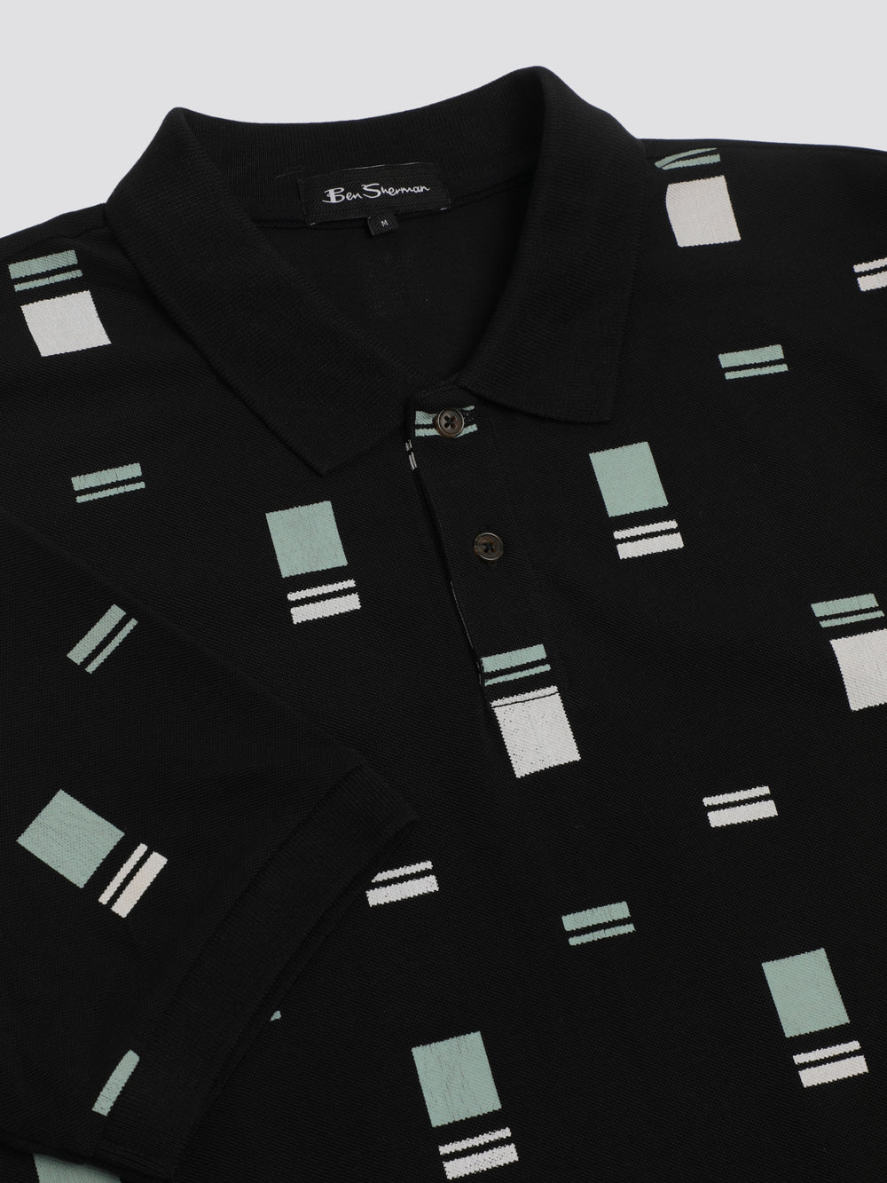 Koszulki Polo Ben Sherman B by Ben Sherman Scatter Chequerboard Mod Stripe Czarne | 96KVMRTIG