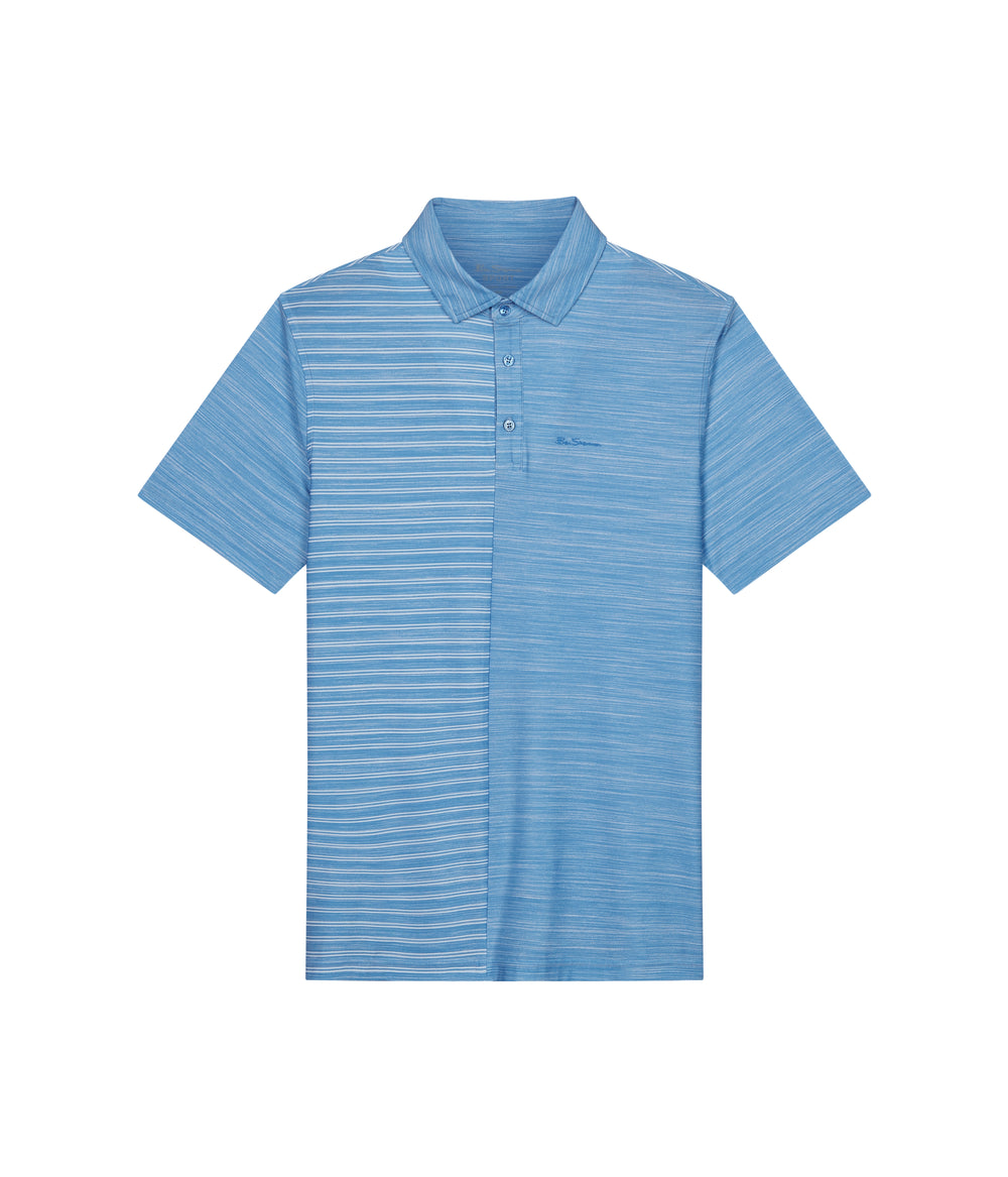 Koszulki Polo Ben Sherman Melange Stripes Color Block Tech Jersey Sports Fit Lazur | 83YQTPGEA