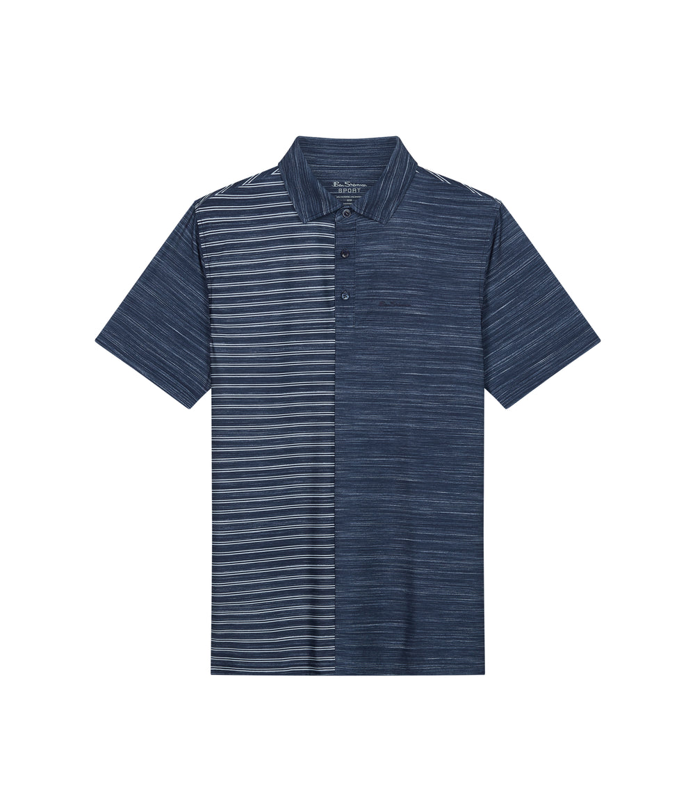 Koszulki Polo Ben Sherman Melange Stripes Color Block Tech Jersey Sports Fit Granatowe | 58DHAEQWT