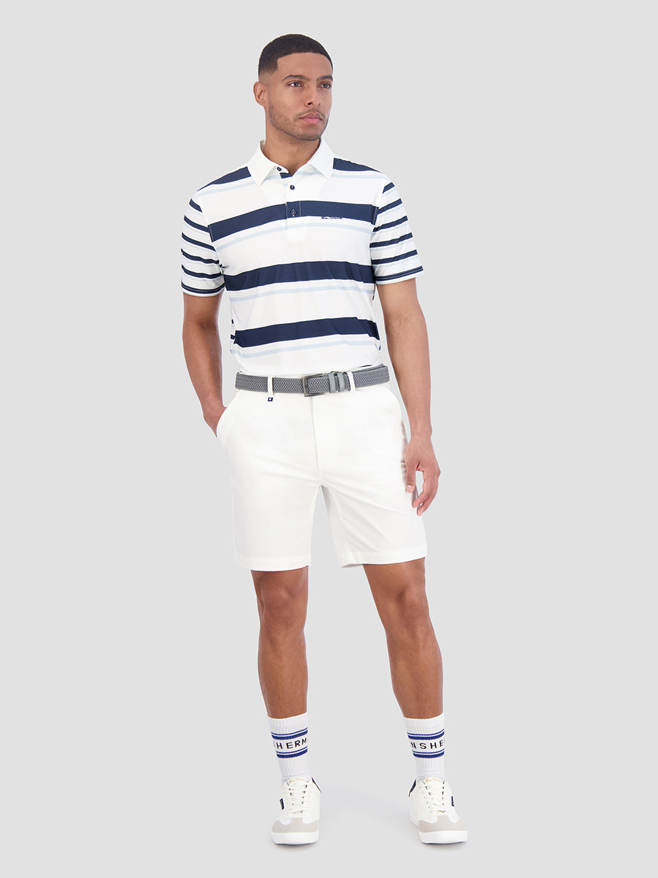 Koszulki Polo Ben Sherman Mixed Mod Stripes Tech Jersey Sports Fit Niebieskie | 50SBDNYRC