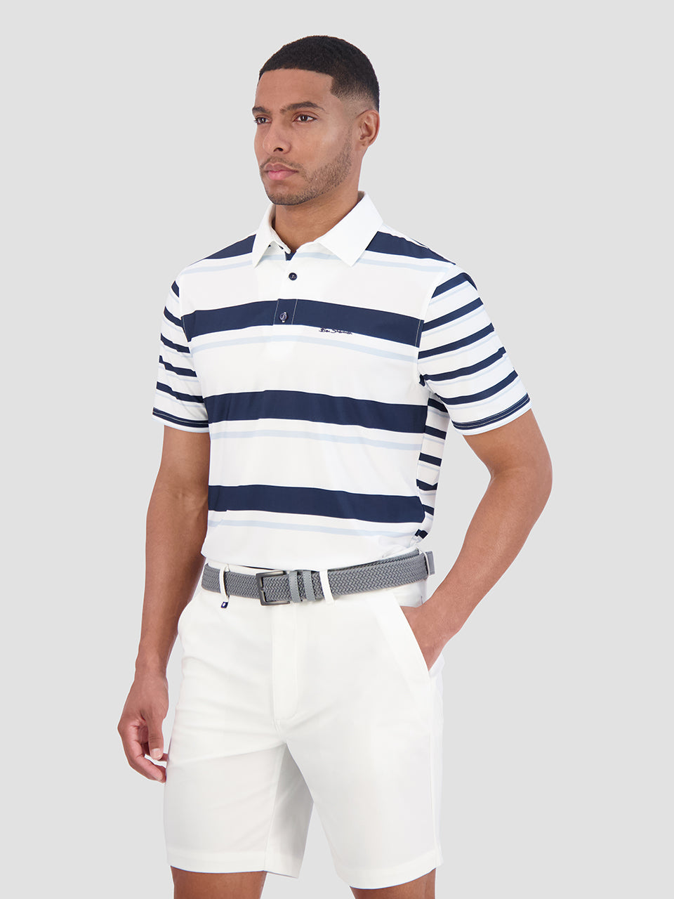 Koszulki Polo Ben Sherman Mixed Mod Stripes Tech Jersey Sports Fit Niebieskie | 50SBDNYRC