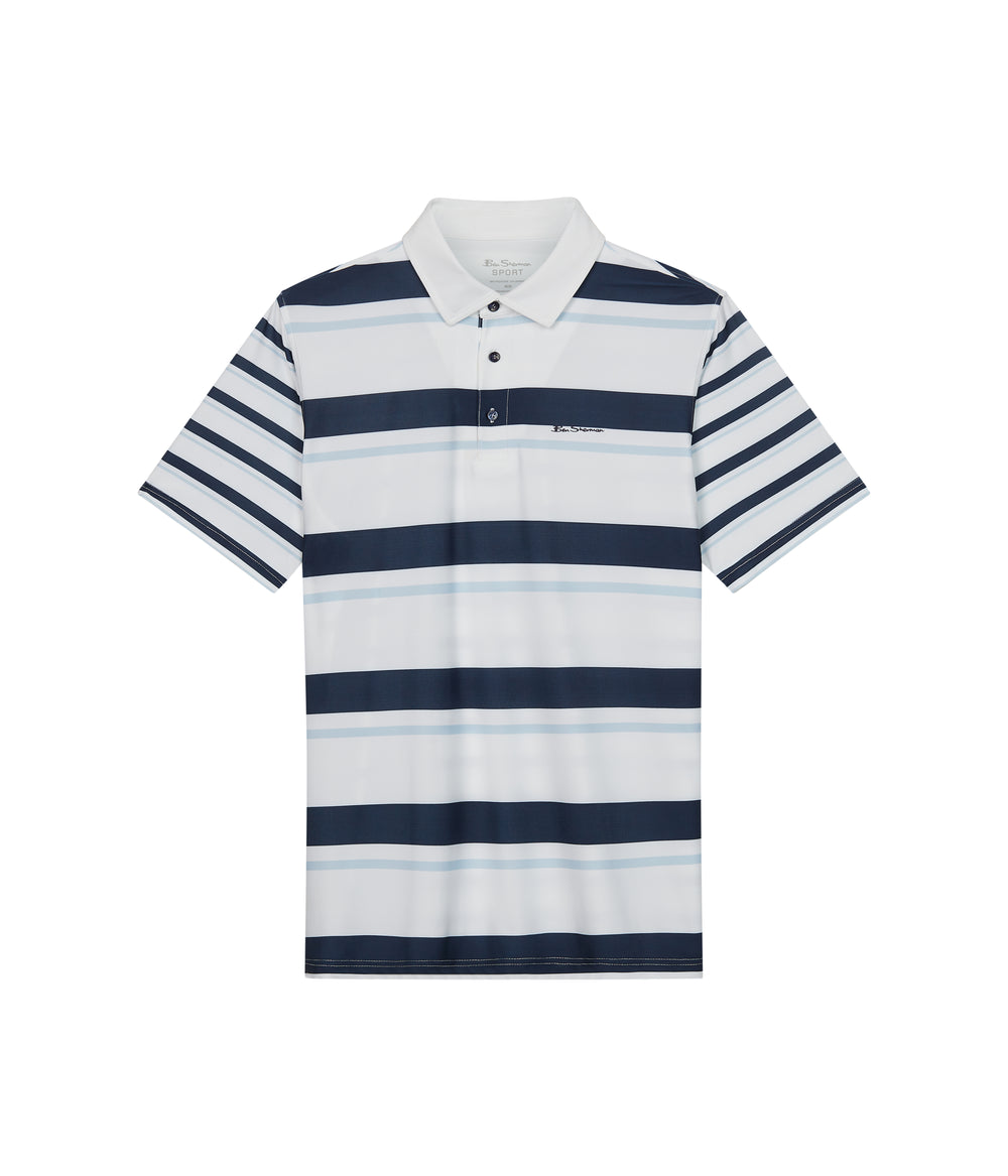 Koszulki Polo Ben Sherman Mixed Mod Stripes Tech Jersey Sports Fit Niebieskie | 50SBDNYRC