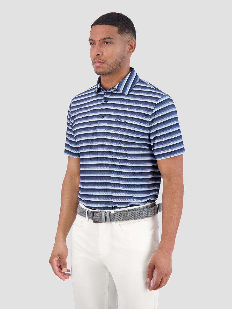 Koszulki Polo Ben Sherman Multi Stripe Tech Jersey Sports Fit Granatowe | 47VQLTHNE