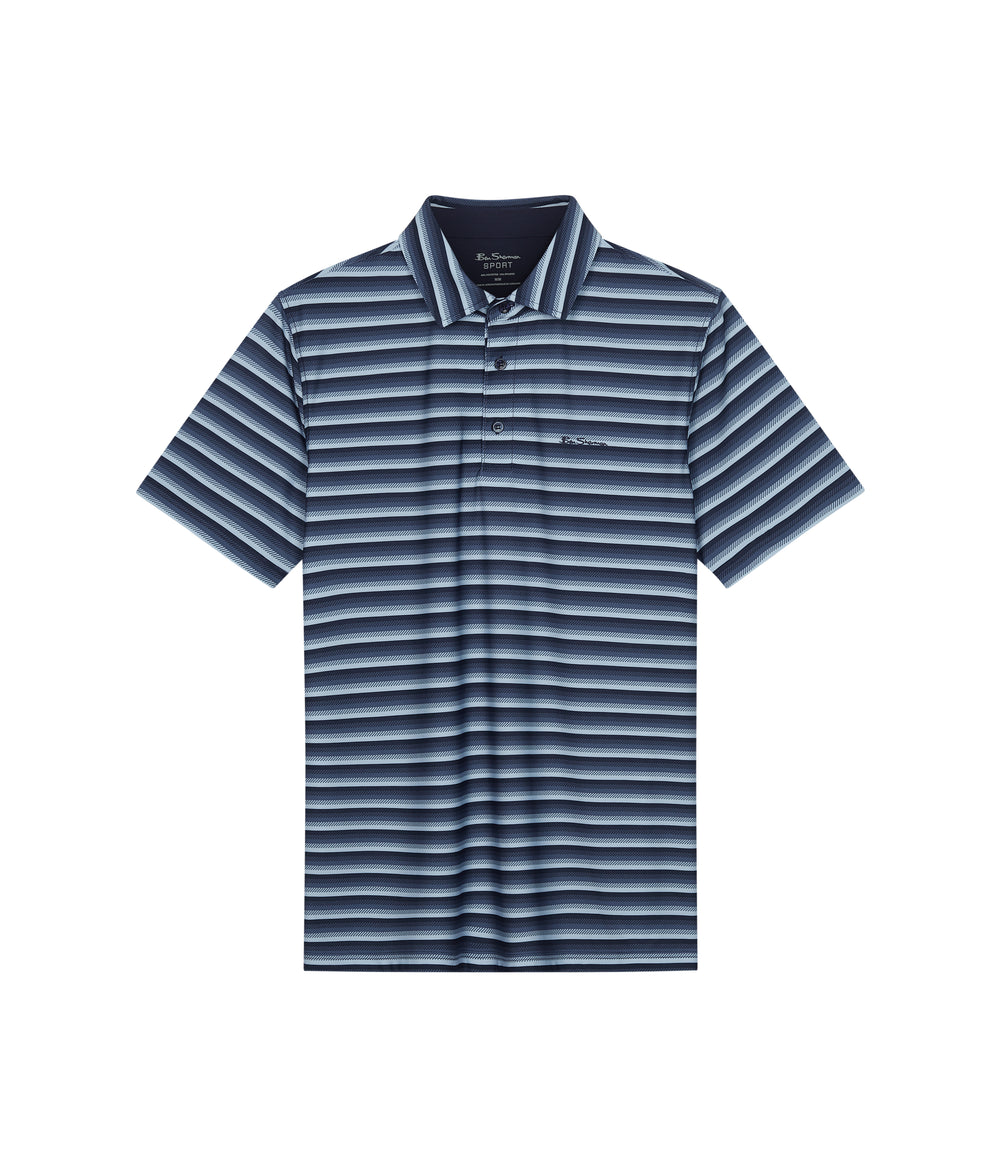 Koszulki Polo Ben Sherman Multi Stripe Tech Jersey Sports Fit Granatowe | 47VQLTHNE