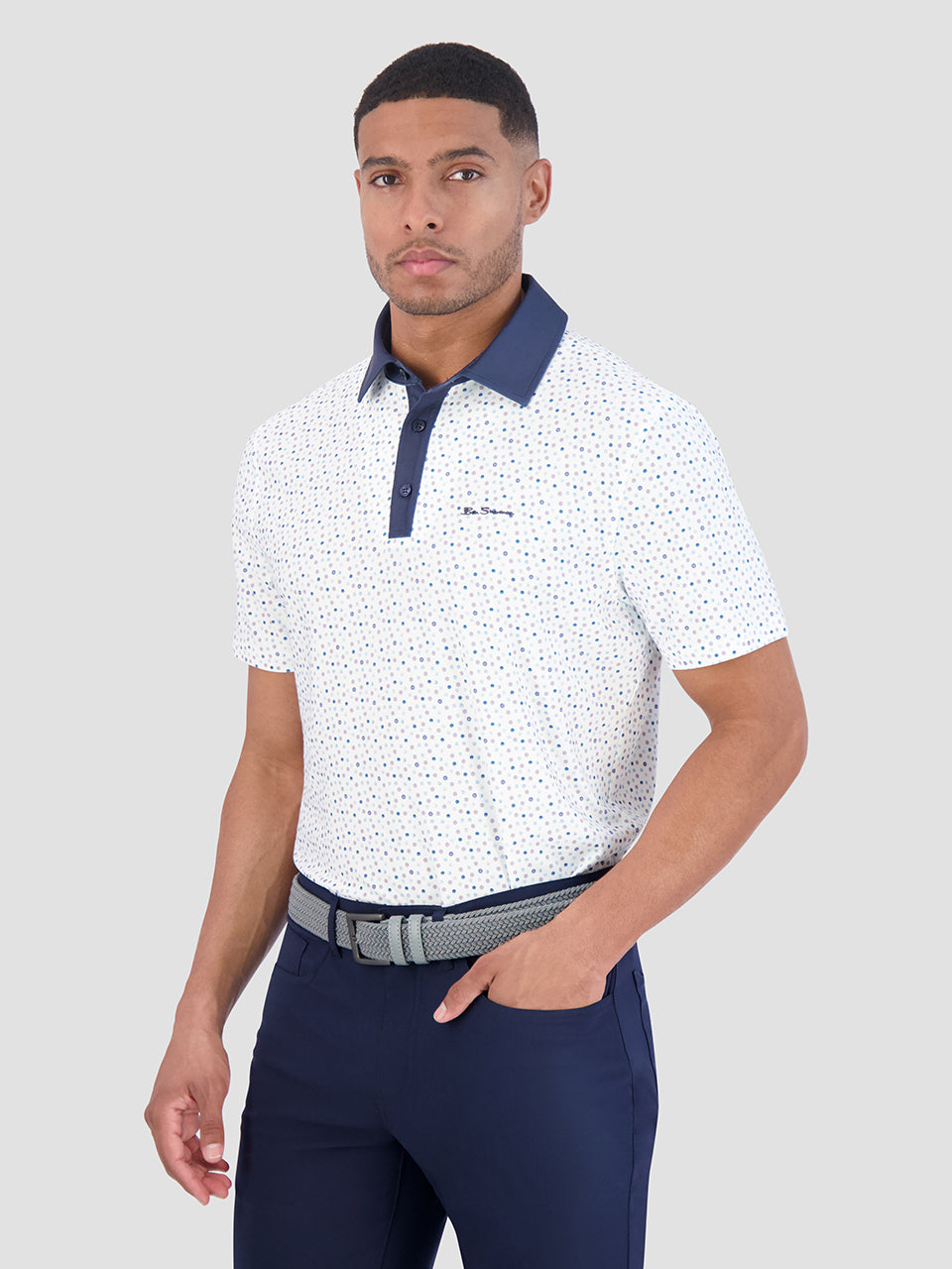 Koszulki Polo Ben Sherman Polka Dots Tech Jersey Sports Fit Białe | 42KLVYJZB