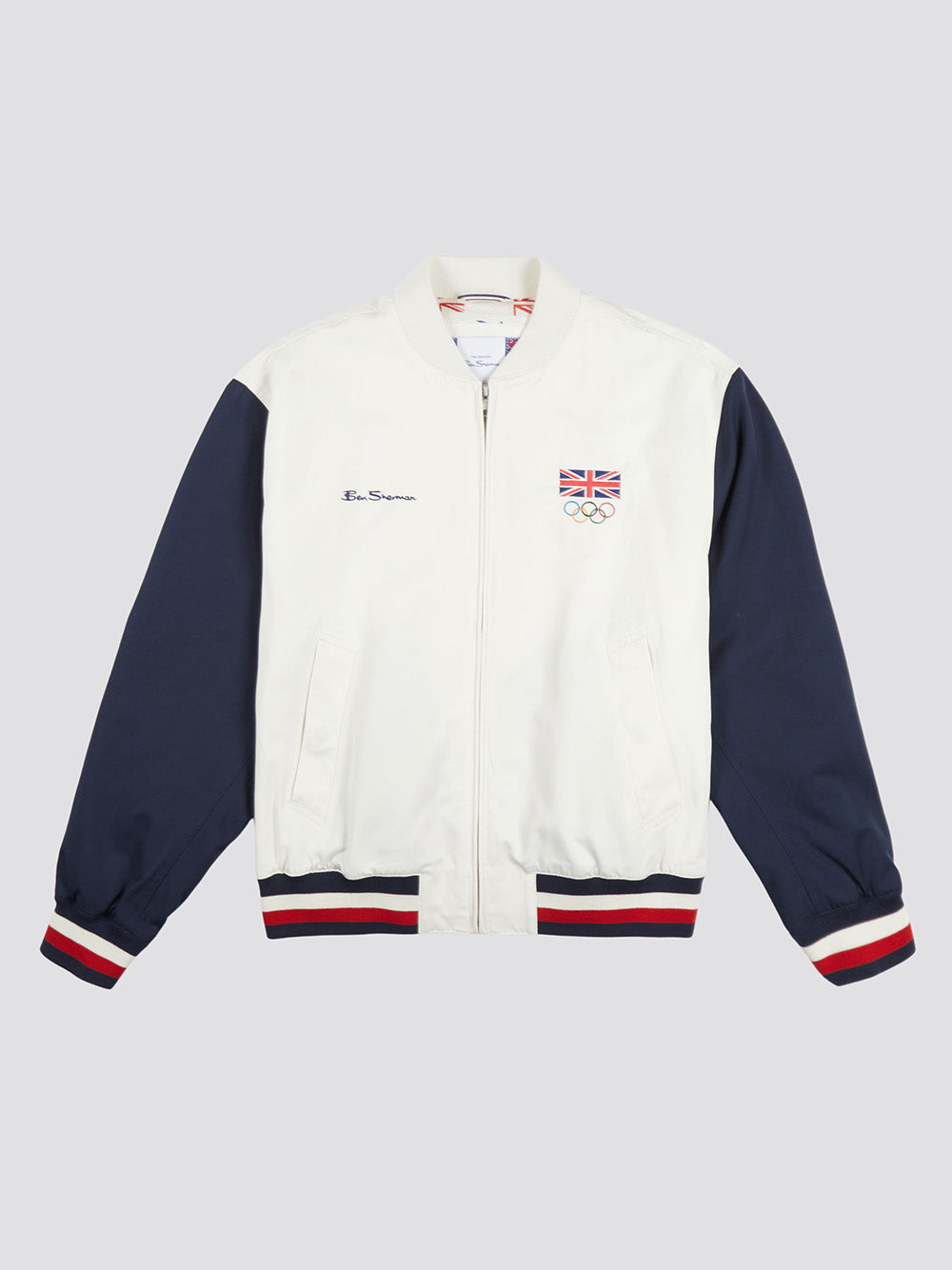 Kurtki Ben Sherman Team GB Commercial Bomber Białe | 02AGCRESW