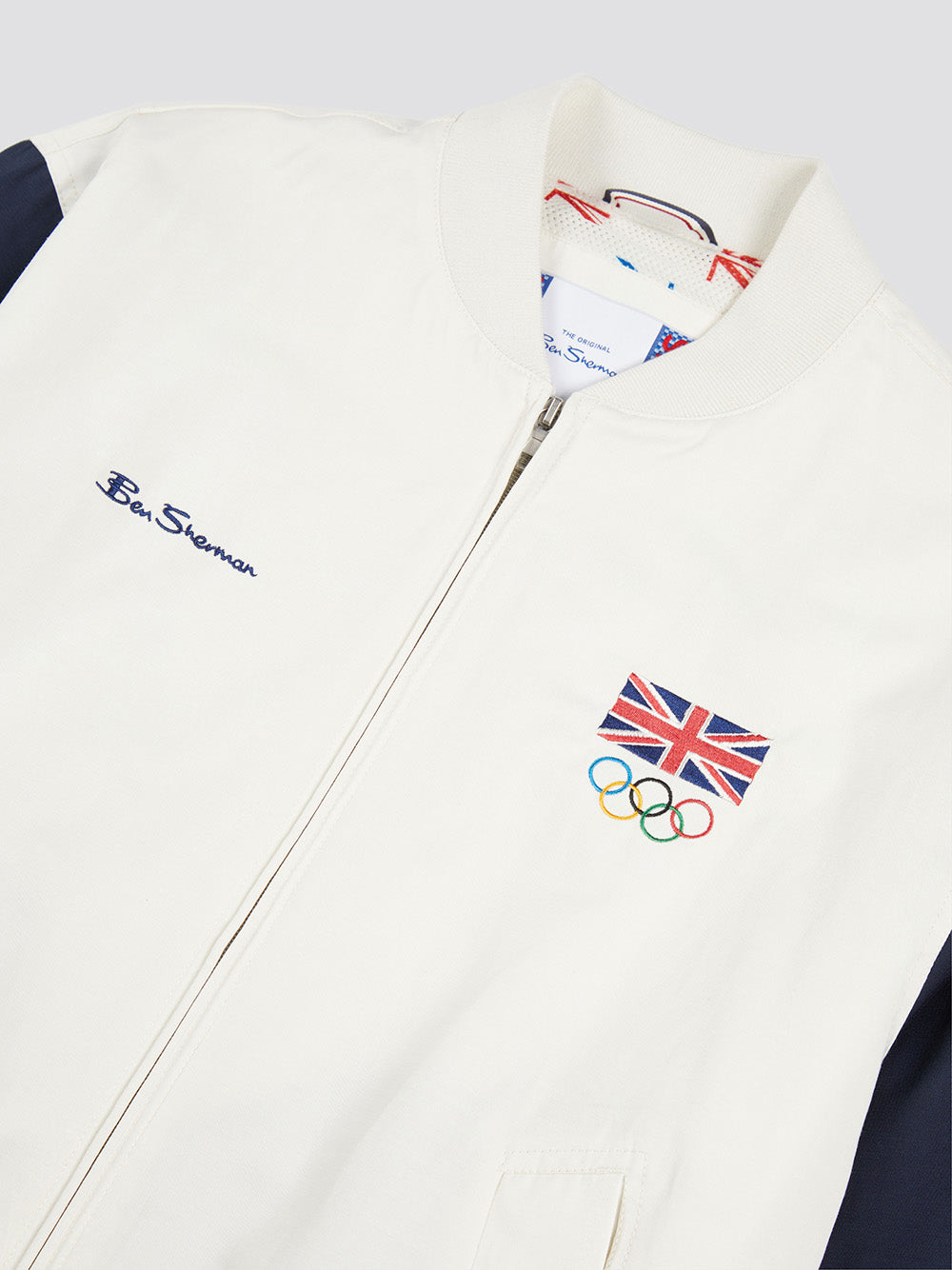 Kurtki Ben Sherman Team GB Commercial Bomber Białe | 02AGCRESW