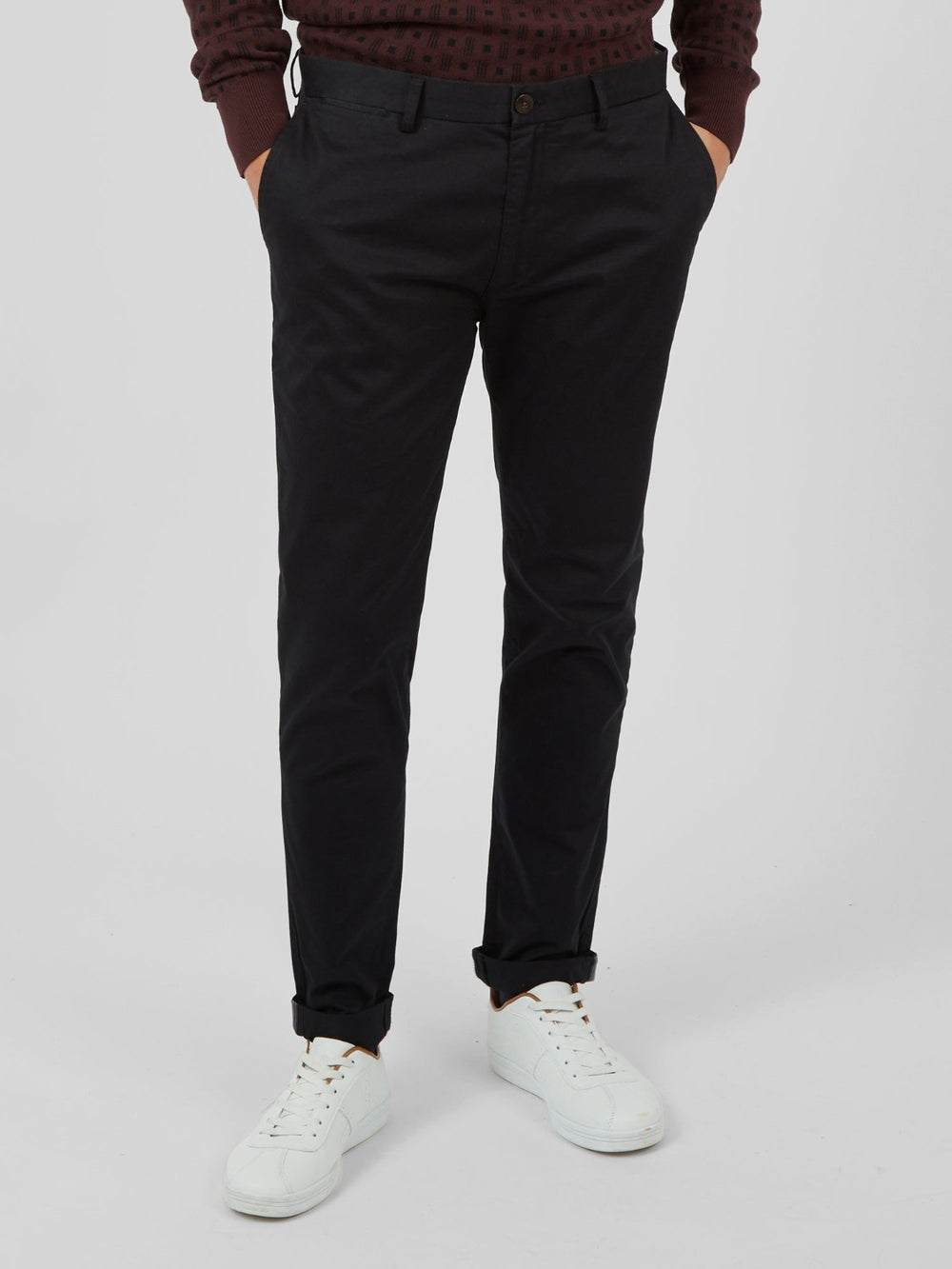 Spodnie Ben Sherman Signature Skinny Stretch Chino Czarne | 86HMWZEDX