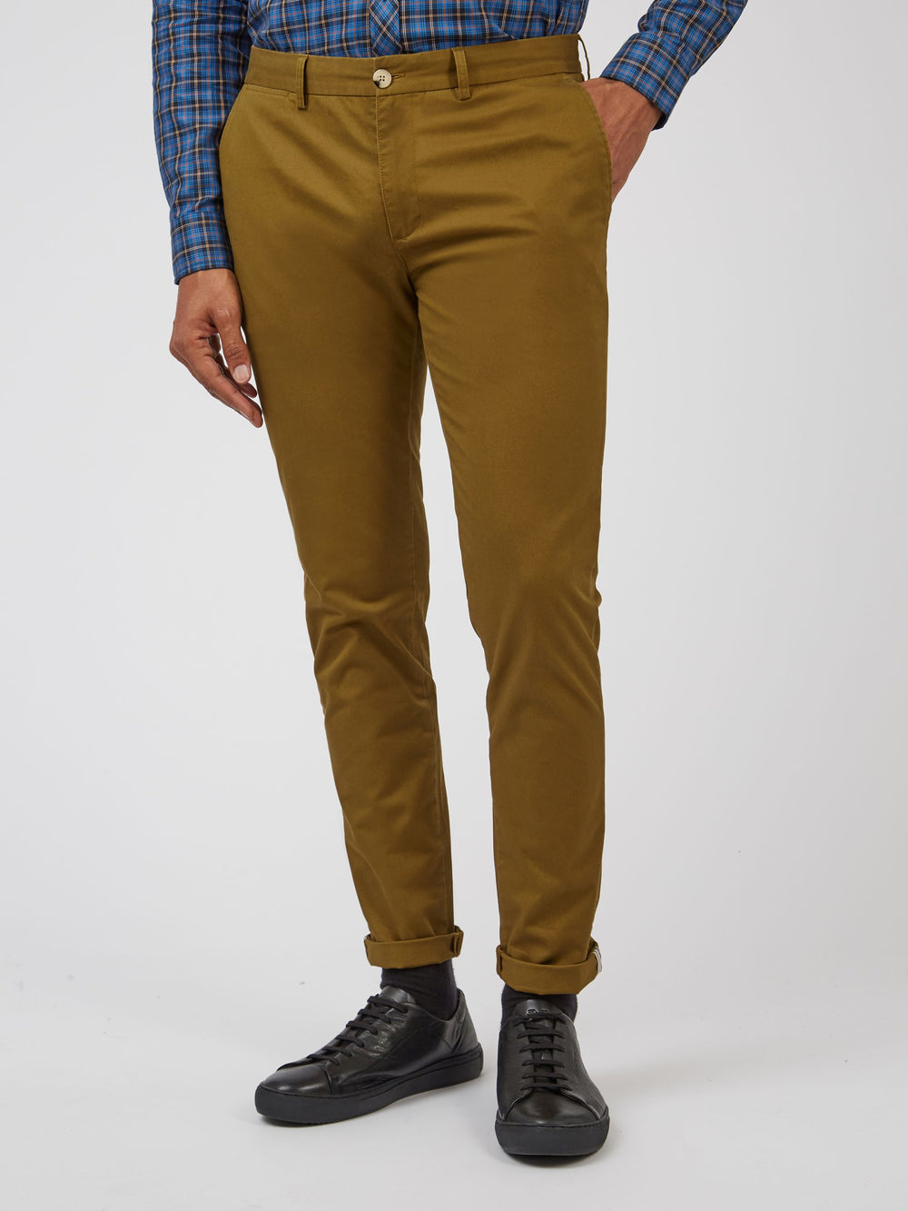 Spodnie Ben Sherman Signature Skinny Stretch Chino Brązowe | 34RFKDOCU