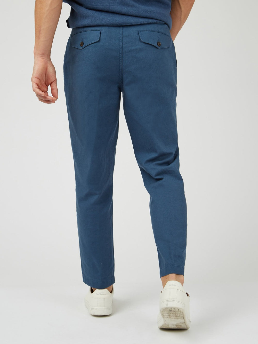 Spodnie Ben Sherman Signature Slim Taper Linen Niebieskie | 72QMLWEYC