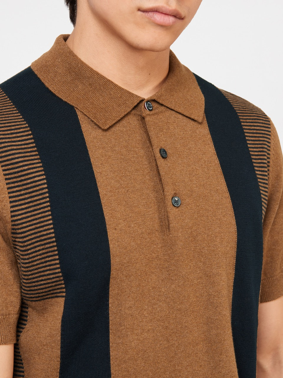 Swetry Polo Ben Sherman Intarsia Stripe Brązowe | 35TWMXJIG