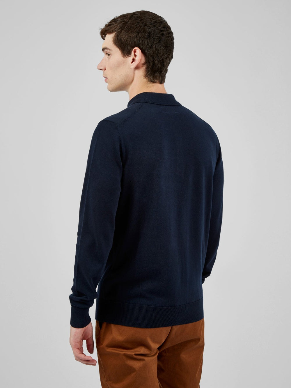 Swetry Polo Ben Sherman Signature Long-Sleeve Granatowe | 78GKEQFAU