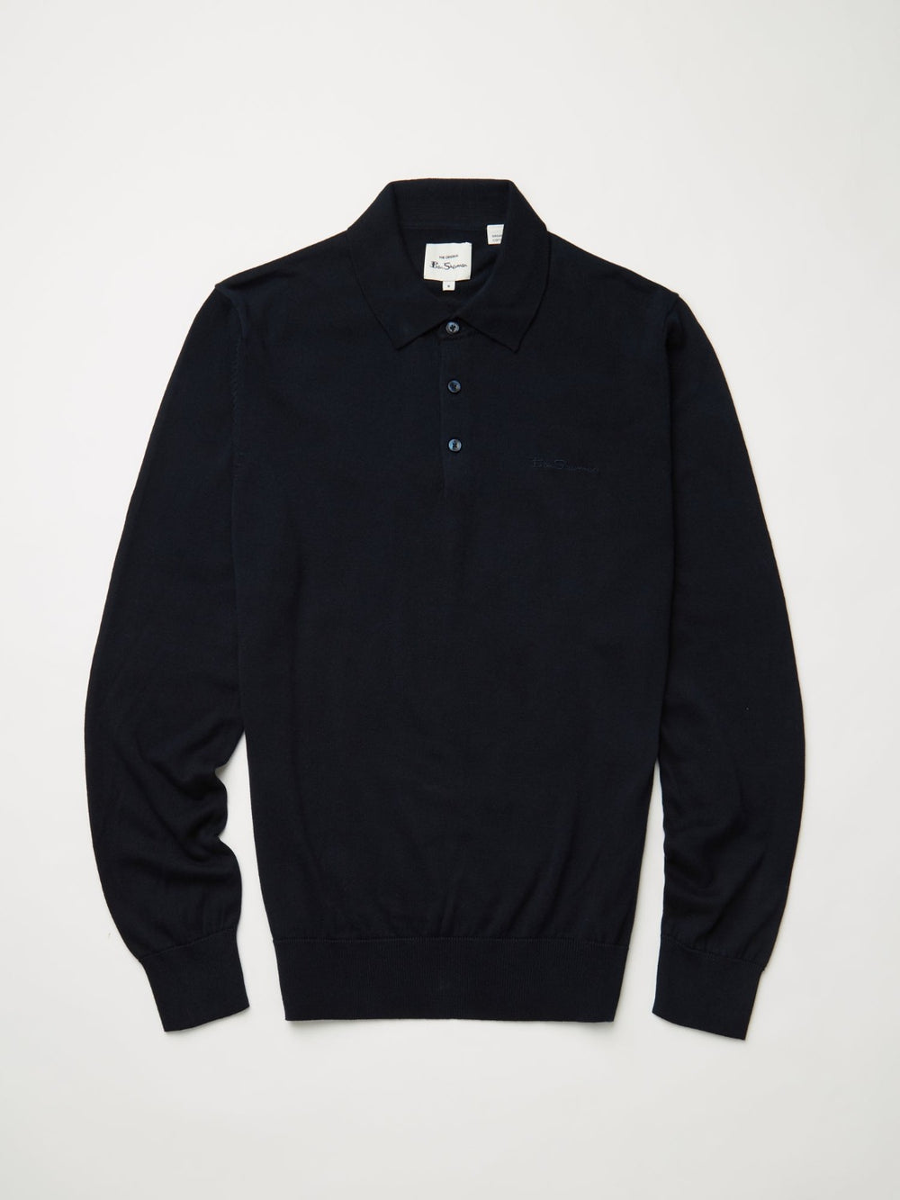 Swetry Polo Ben Sherman Signature Long-Sleeve Granatowe | 78GKEQFAU