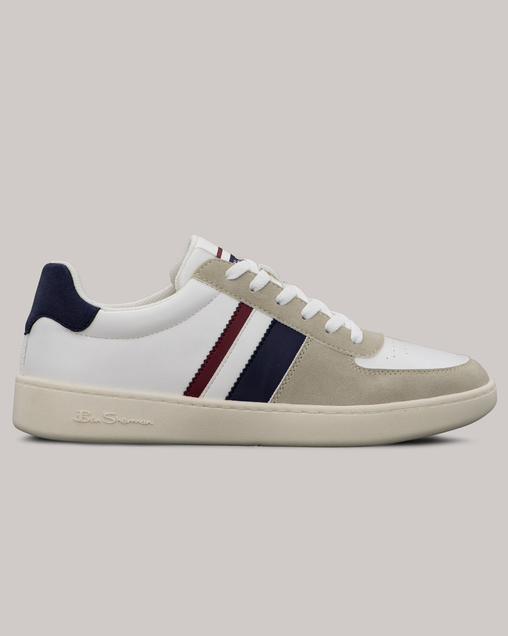 Trampki Ben Sherman Hyde Navy Stripe Białe | 41PFWQDER