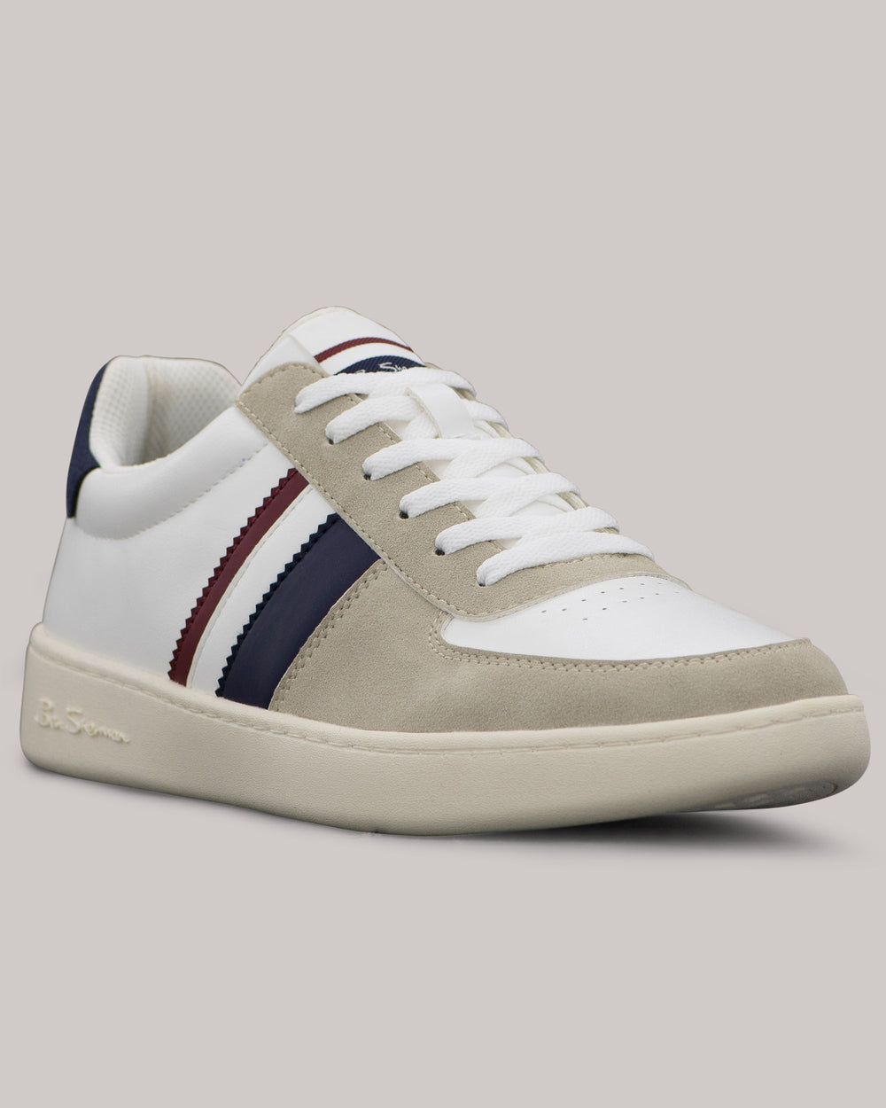 Trampki Ben Sherman Hyde Navy Stripe Białe | 41PFWQDER