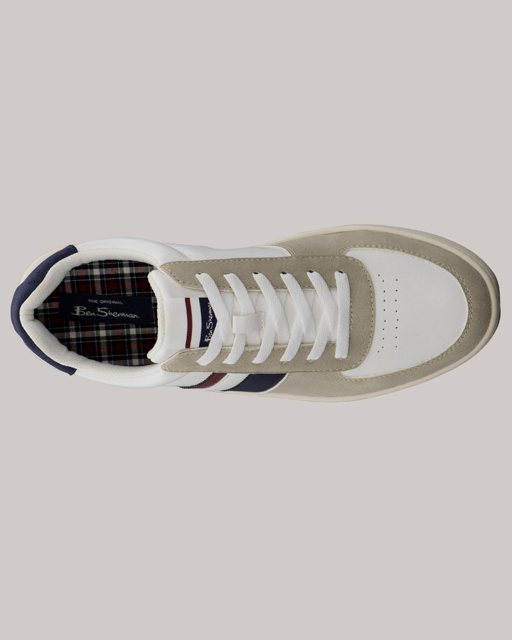 Trampki Ben Sherman Hyde Navy Stripe Białe | 41PFWQDER