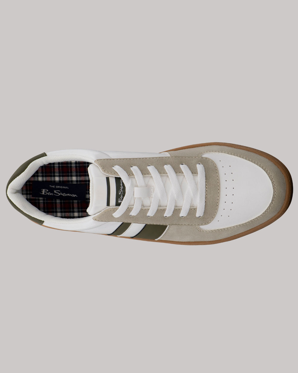 Trampki Ben Sherman Hyde Olive Stripe Białe | 76QBRGXAF